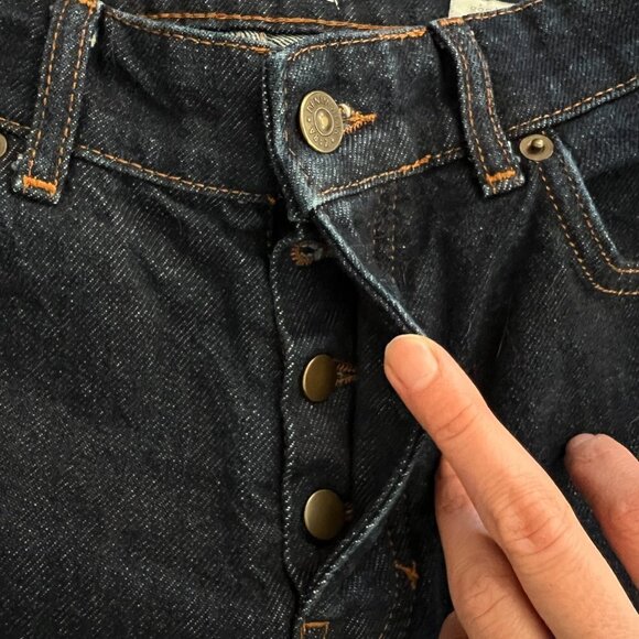 Zara High Rise Button Fly Straight Cropped Raw Hem Denim Jeans Dark Wash Sz 4‎ - Picture 3 of 13